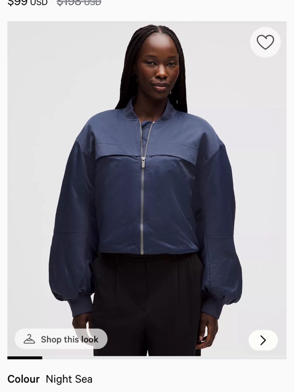 lululemon athletica Night Sea Navy Bomber Jacket